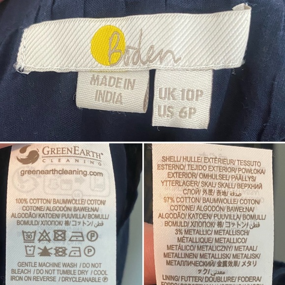 Boden Tiered Maxi Dress Coverup Navy Blue/Gold Lurex Stripe Boho Preppy Sz 6P - Picture 11 of 11